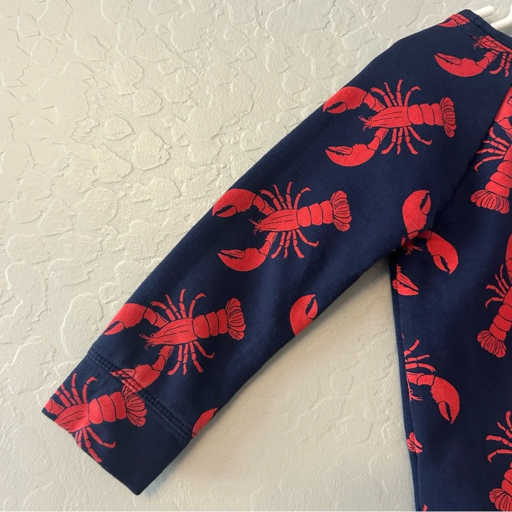 Old Navy long sleeve navy blue and red lobster print sweatshirt size 3T